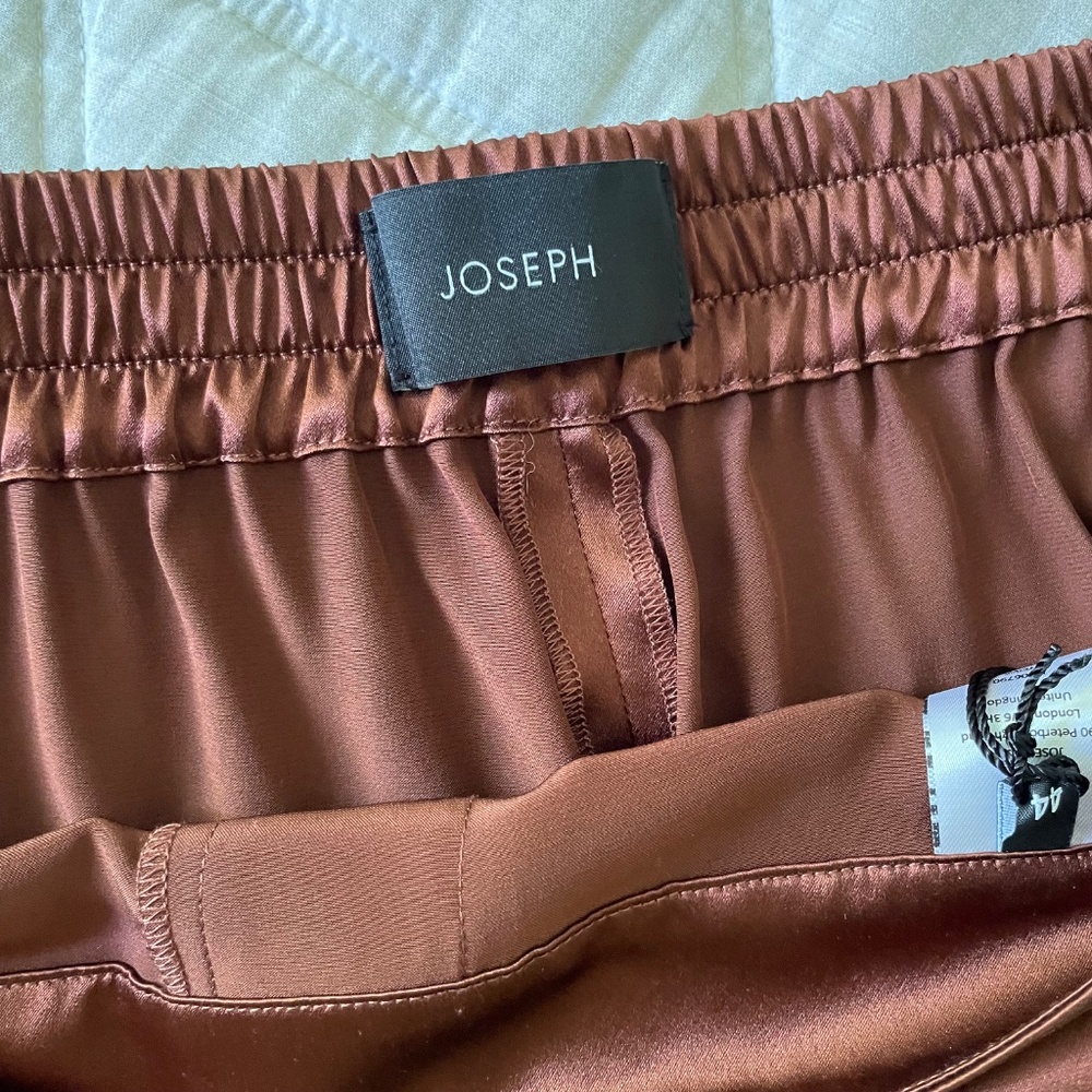 JOSEPH | Luxury Tova pure silk-satin straight-leg pants in copper brown XL - Picture 4 of 14